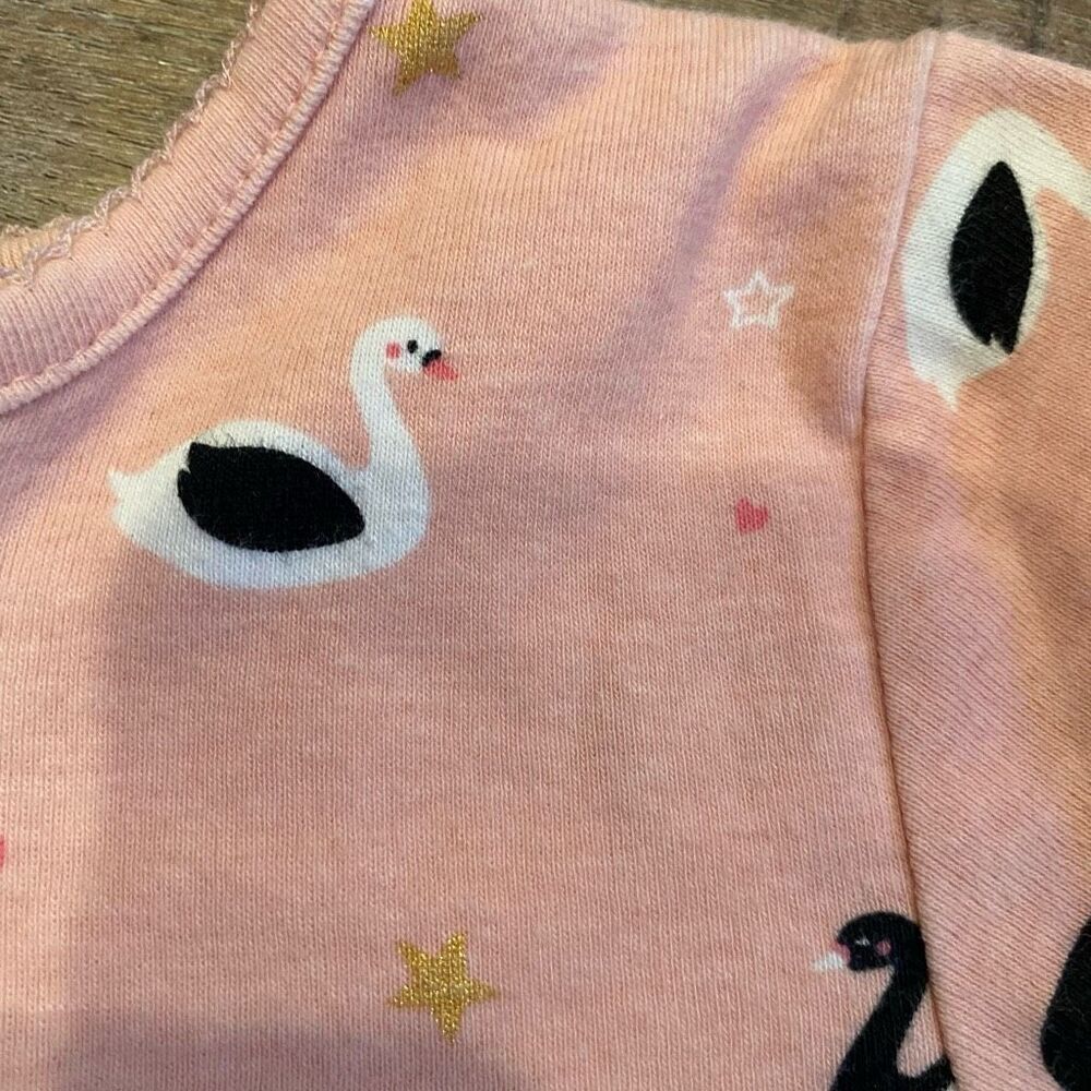 Carters One Piece Footed Pajamas Peach Swan Star Pattern Snug Fit Size 5T - Picture 5 of 9